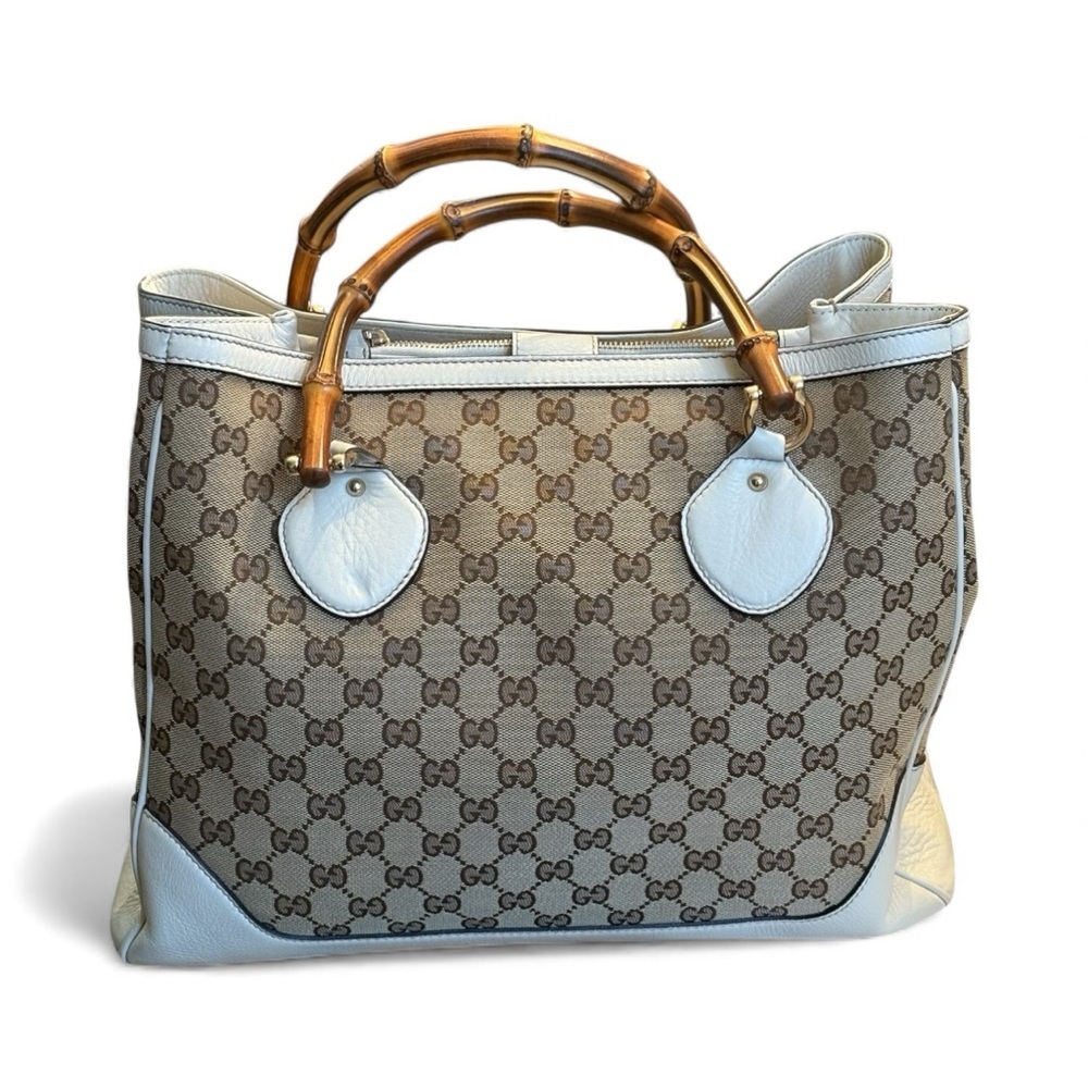 Gucci  GG Diana Beige and Cream Tote with Bamboo Handles